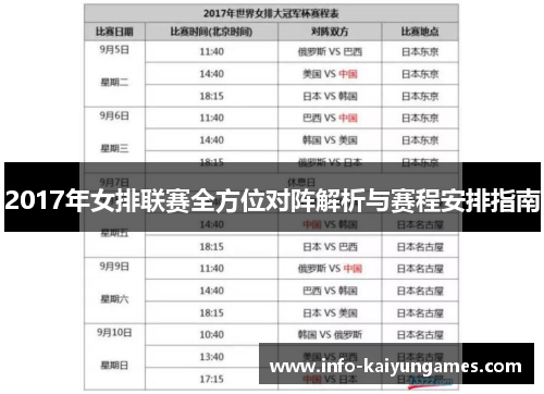 2017年女排联赛全方位对阵解析与赛程安排指南